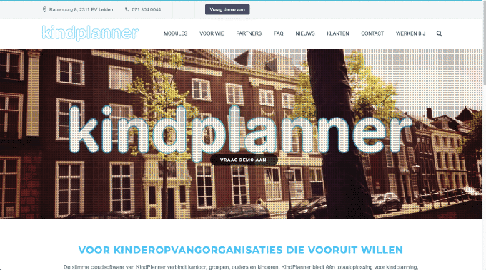 Screenshot van de website van Kindplanner