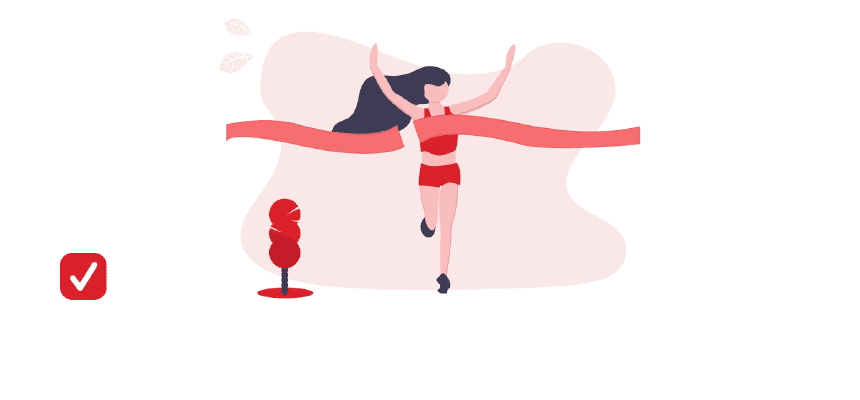 Illustration of a girl winning a running game 