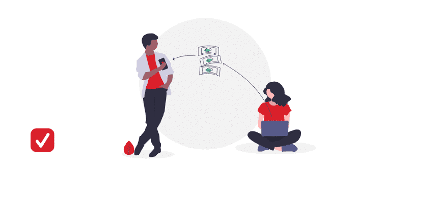 Illustration of money transferring from one person to another