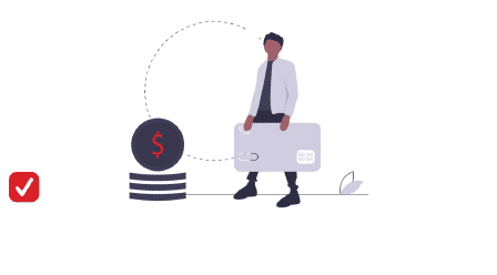 Illustration of a man holding a creditcard 