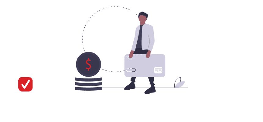 Illustration of a man holding a creditcard