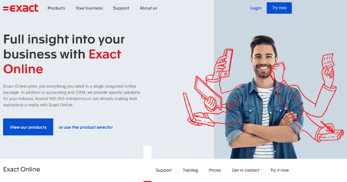 Screenshot der Startseite von Exact Online