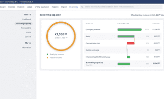 Screenshot of the software of Payt where you can see how you can finance your outstanding invoices