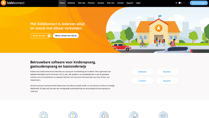 Screenshot van de website van KidsKonnect