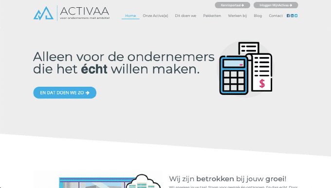 Screenshot of the home page of Activaa
